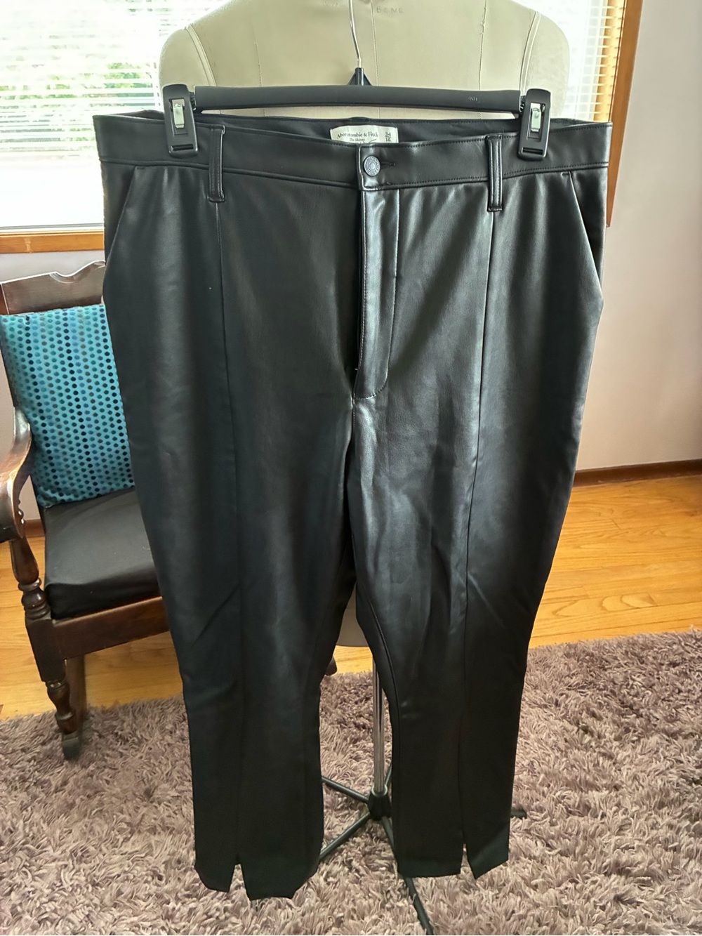 Abercrombie & Fitch Black Faux Leather Flare Pants